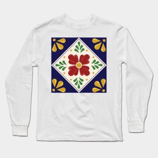 Mexican Talavera Floral Pattern by Akbaly Long Sleeve T-Shirt